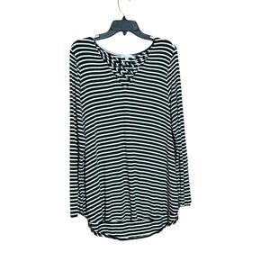 White Birch black and white striped tunic stretchy size XL